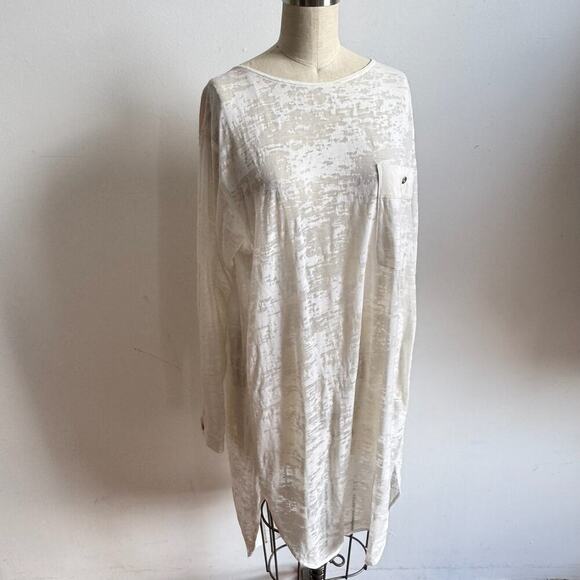 3.1 PHILLIP LIM Sheer Abstract Burnout Ivory Print Long Sleeve Midi Shirt Dress - Picture 1 of 8